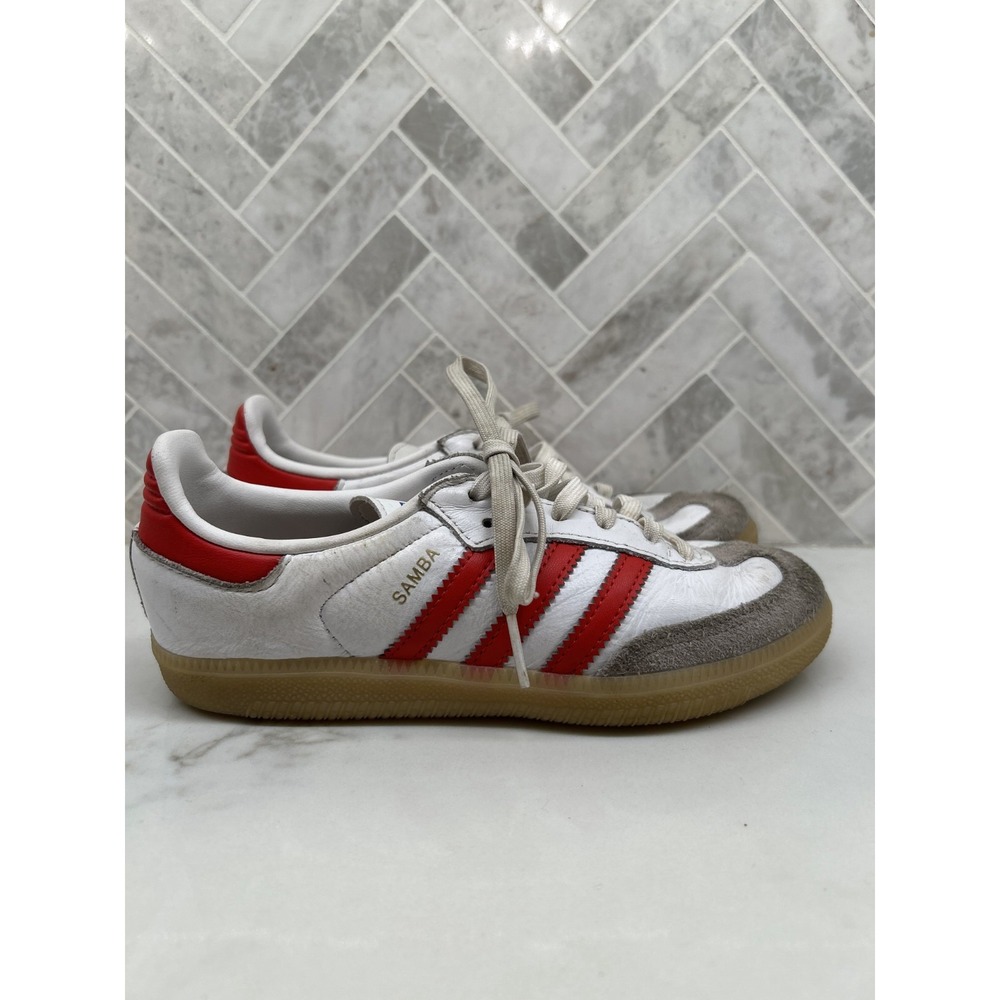 Adidas Originals Samba OG Sneakers Youth Kids Size 1 White Red Leather Gum